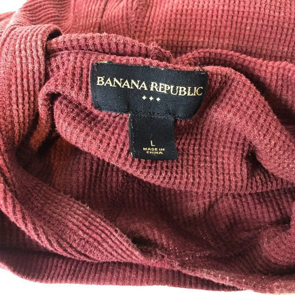 Banana Republic Men's Waffle Knit hooded Long Sleeve shirt Size L